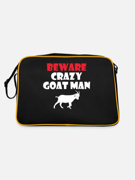 Ziegengeschenk Ziegenliebhaber Geschenk - Retro Tasche - Schwarz/Gold - Hinten