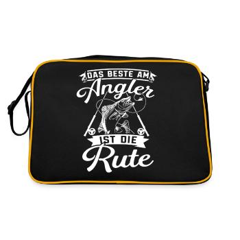 Das Beste am Angler ist die Rute Hobby Angler - Retro Tasche - Schwarz/Gold - Hinten
