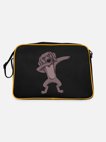 Weimaraner - Retro Tasche - Schwarz/Gold - Hinten
