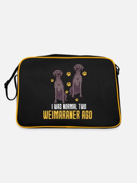 Weimaraner - Retro Tasche - Schwarz/Gold - Hinten