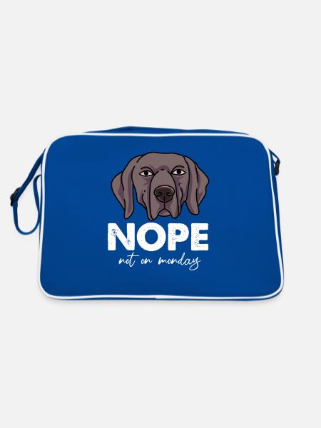 Weimaraner - Retro Tasche - Blau/Weiß - Hinten