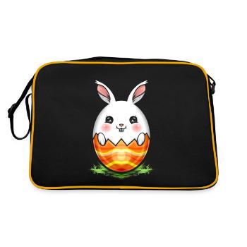 Painted Easter Rabbit Egg On Easter - Retro Tasche - Schwarz/Gold - Hinten