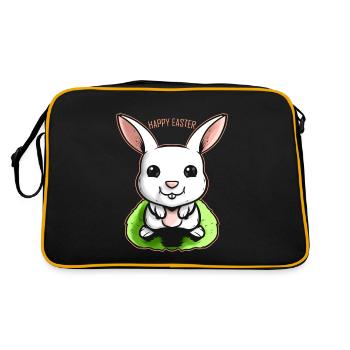 Happy Easter Rabbit On Easter - Retro Tasche - Schwarz/Gold - Hinten