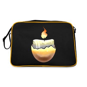 Candle Burning In An Egg Shell For Easter - Retro Tasche - Schwarz/Gold - Hinten