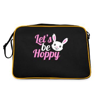 Cute And Funny Easter Rabbit Let's Be Hoppy On - Retro Bag - black/gold - Back