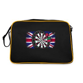 England flag great britain playing darts - Retro Tasche - Schwarz/Gold - Hinten