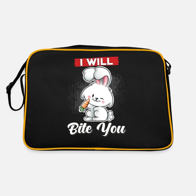 Rabbit Ich will dich beißen - Retro Tasche - Schwarz/Gold