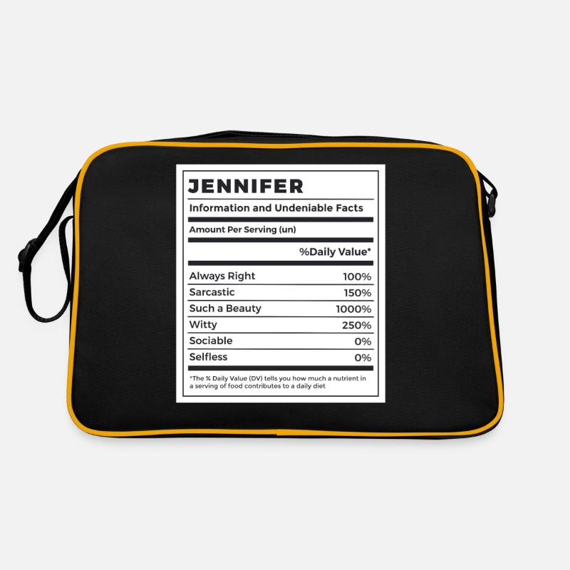 Lustige Jennifer Name Nährwerte Retro Tasche