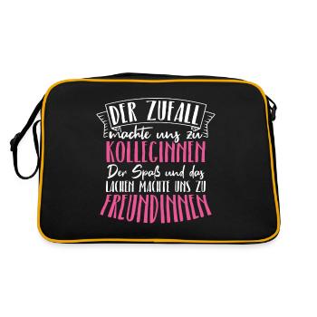 Der Zufall machte KOLLEGINNEN- Spaß machte FREUNDI - Retro Tasche - Schwarz/Gold - Hinten