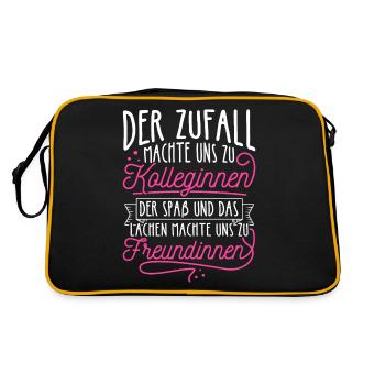 Der Zufall machte KOLLEGINNEN- Spaß machte FREUNDI - Retro Tasche - Schwarz/Gold - Hinten