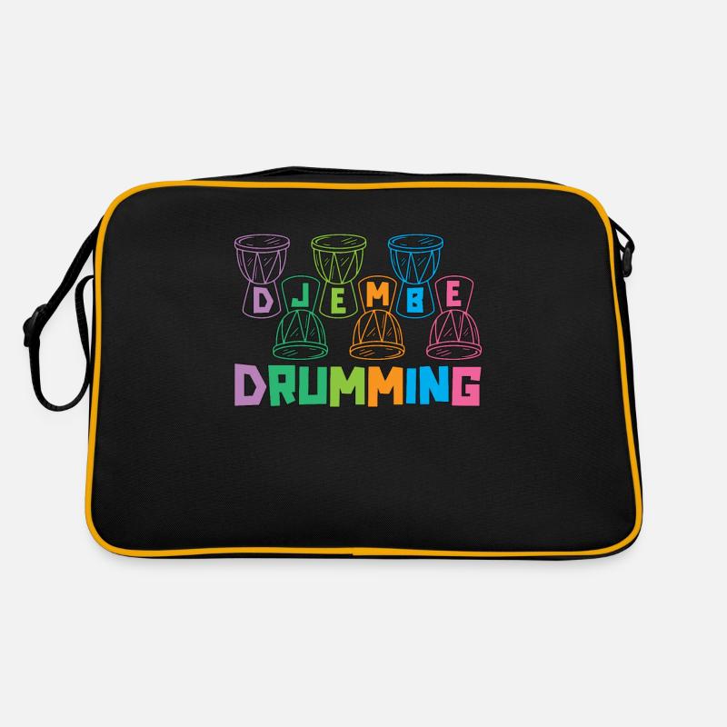 Djembe Drumming Musical Instrument Djembe Player - Retro Tasche - Schwarz/Gold
