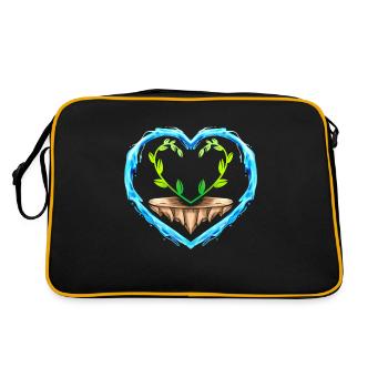 Grown Heart Of Plants Bordered By Water Heart For - Retro Tasche - Schwarz/Gold - Hinten