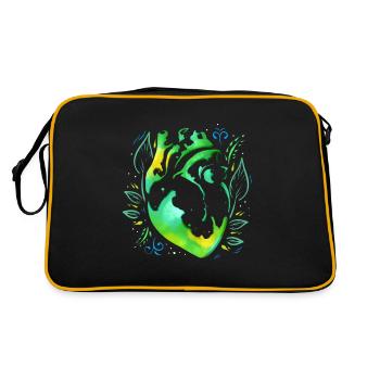 Green Organic Heart With Leaves In Asian Style - Retro Tasche - Schwarz/Gold - Hinten