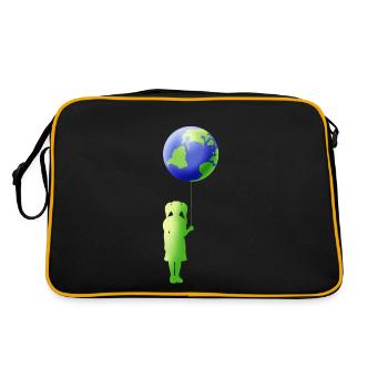 Green Girl Silhouette With Earth Ballon For Earth - Retro Bag - black/gold - Back