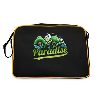 Logo Paradise With Trees And Mountains For Earth - Retro Tasche - Schwarz/Gold - Hinten