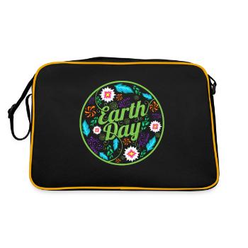 Logo With Flowers, Feathers And Ornaments For - Retro Tasche - Schwarz/Gold - Hinten