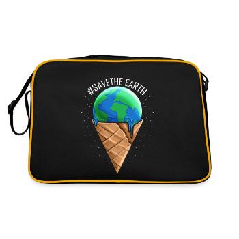 Ice Cream Cone With Melting Ice Cream Ball For - Retro Tasche - Schwarz/Gold - Hinten