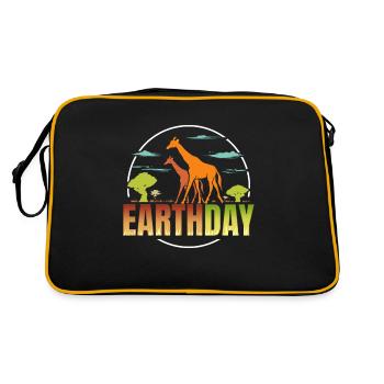 Logo Africa Giraffes In Savannah For Earth Day - Retro Tasche - Schwarz/Gold - Hinten