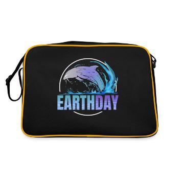 Logo Jumping Dolphin In The Waves For Earth Day - Retro Tasche - Schwarz/Gold - Hinten