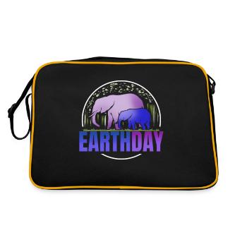 Logo Purple African Elefant Animals For Earth Day - Retro Tasche - Schwarz/Gold - Hinten