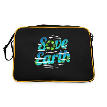 Sauvez la Terre avec le logo Recycle et Clouds For Earth - Sac Retro - noir/or - Dos