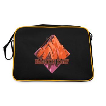 Rhombus Shaped Mountain Logo For Earth Day - Retro Tasche - Schwarz/Gold - Hinten