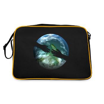 Deux mains tendues devant Earth Globe pour - Sac Retro - noir/or - Dos