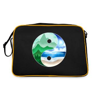 Logo Yin And Yang - Mountains And Ocean For Earth - Retro Tasche - Schwarz/Gold - Hinten
