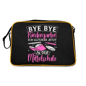 BYE BYE Grundschule ICH GLITZERE JETZT IN DER Mitt - Retro Tasche - Schwarz/Gold - Hinten