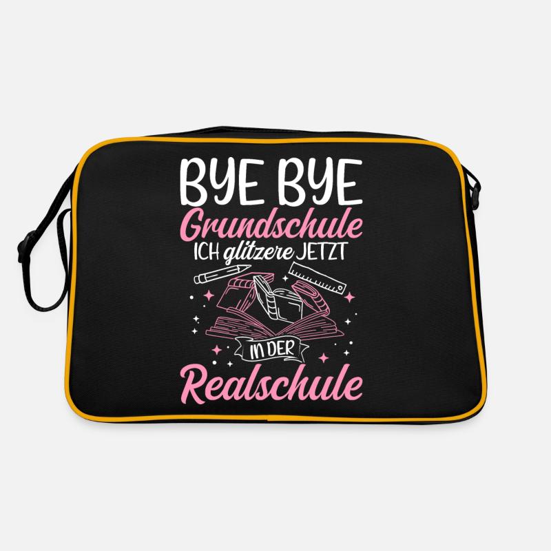 BYE BYE Grundschule ICH GLITZERE JETZT IN DER Real Retro Tasche