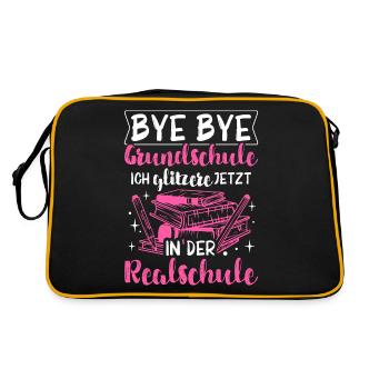 BYE BYE Grundschule ICH GLITZERE JETZT IN DER Real - Retro Tasche - Schwarz/Gold - Hinten