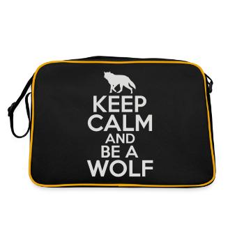 Wolf Geschenke Wolf Lover - Retro Tasche - Schwarz/Gold - Hinten