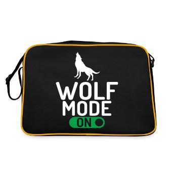 Wolf Geschenke Wolf Lover - Retro Tasche - Schwarz/Gold - Hinten