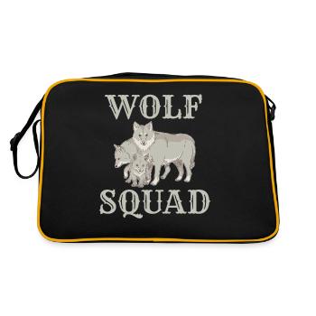 Wolf Geschenke Wolf Liebhaber - Retro Tasche - Schwarz/Gold - Hinten
