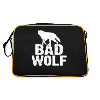 Wolf Geschenke Wolf Lover - Retro Tasche - Schwarz/Gold - Hinten