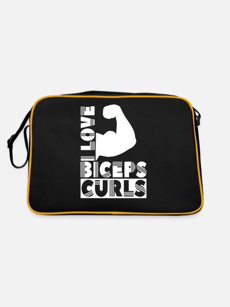 I love biceps curls sayings biceps muscles - Retro Bag - black/gold - Back