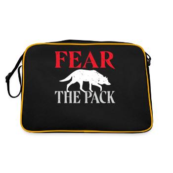 Wolf Geschenke Wolf Liebhaber - Retro Tasche - Schwarz/Gold - Hinten