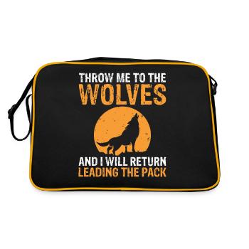 Wolf Geschenke Wolf Liebhaber - Retro Tasche - Schwarz/Gold - Hinten