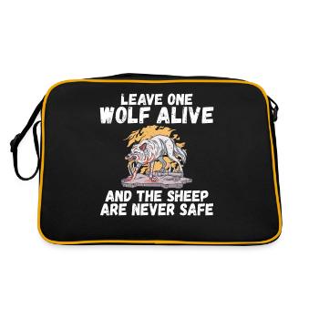 Wolf Geschenke Wolf Liebhaber - Retro Tasche - Schwarz/Gold - Hinten