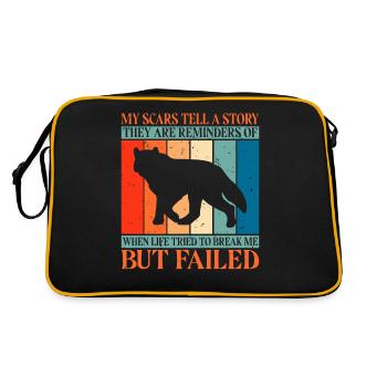 Wolf Geschenke Wolf Liebhaber - Retro Tasche - Schwarz/Gold - Hinten
