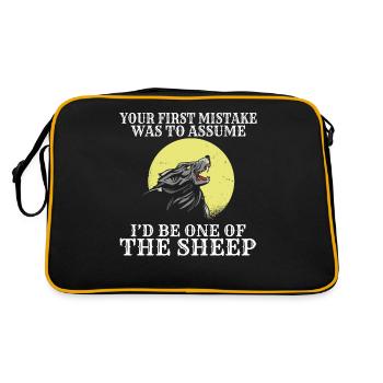 Wolf Geschenke Wolf Lover - Retro Tasche - Schwarz/Gold - Hinten
