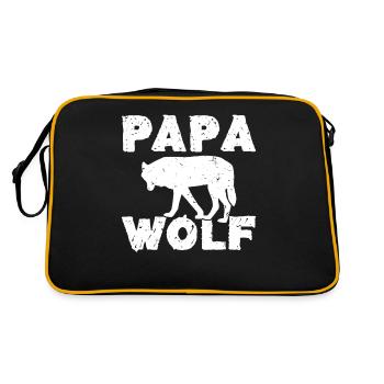 Wolf Geschenke Wolf Lover - Retro Tasche - Schwarz/Gold - Hinten