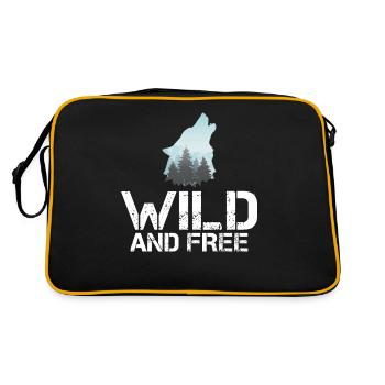 Wolf Geschenke Wolf Liebhaber - Retro Tasche - Schwarz/Gold - Hinten