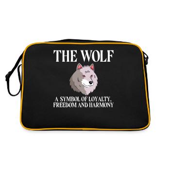 Wolf Geschenke Wolf Lover - Retro Tasche - Schwarz/Gold - Hinten