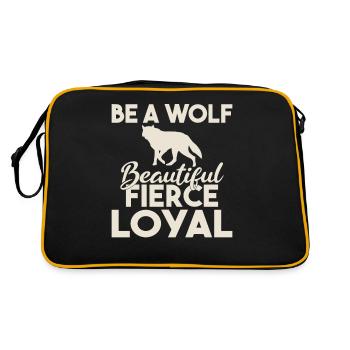 Wolf Geschenke Wolf Liebhaber - Retro Tasche - Schwarz/Gold - Hinten