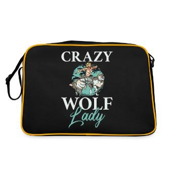 Wolf Geschenke Wolf Liebhaber - Retro Tasche - Schwarz/Gold - Hinten
