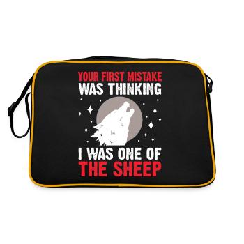 Wolf Geschenke Wolf Liebhaber - Retro Tasche - Schwarz/Gold - Hinten