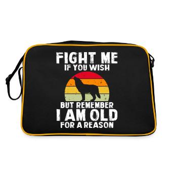 Wolf Geschenke Wolf Liebhaber - Retro Tasche - Schwarz/Gold - Hinten