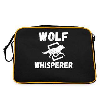 Wolf Geschenke Wolf Liebhaber - Retro Tasche - Schwarz/Gold - Hinten