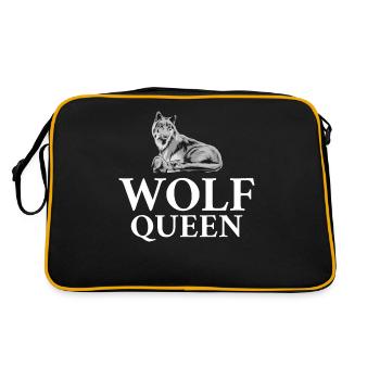 Wolf Geschenke Wolf Lover - Retro Tasche - Schwarz/Gold - Hinten